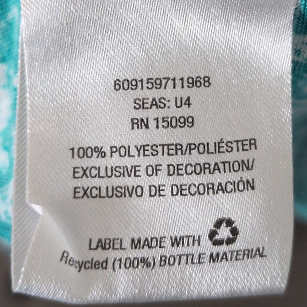Laura Scott Sleeveless Top Women 1X Teal White Crochet Lace Trim Damask Blouse - Picture 6 of 7